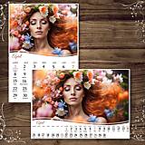  kalendár digitálna grafika: žena s kvetmi