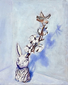 Obrazy - Zátišie - zajac a bavlna - 16179047_