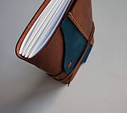 Papiernictvo - Kožený zápisník A5 hnedo modrá - 16178000_