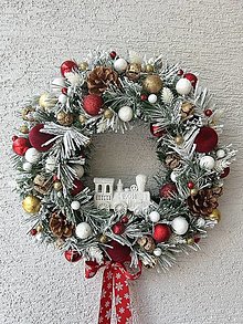 Dekorácie - Vianočný veniec na dvere (Vianočný venček s vláčikom) - 16180576_