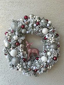 Dekorácie - Vianočný veniec na dvere (Svietiaci venček so srnkou) - 16180580_