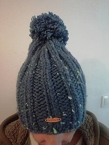 Čiapky, čelenky, klobúky - Štrikovaná modrá čiapka - 16180253_