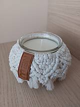 Sviečky - Sójová macramé sviečka smotanovozlatá deluxe XXL - 16179869_