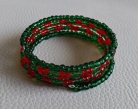Náramky - Zeleno-červený náramok z pamäťového drôtu - 16179220_
