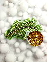 Brošne - Korálková brož vánoční větev - 16178395_