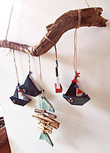 Dekorácie - Dekorácie z dubovej vetvičky s loďkami a rybou - 16179915_