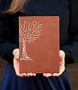 Papiernictvo - Kožený zápisník s kresbou stromu A5 - 16181651_
