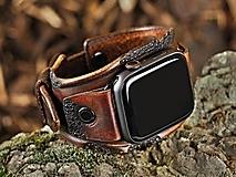 Náramky - Hnedý kožený remienok pre apple hodinky - 16183844_