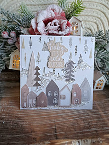 Papiernictvo - Vianočná pohľadnica - Zimná dedinka - 16183378_