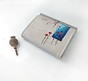 Peňaženky - Peňaženka s priehradkami Vlčí mak na modrej - 16182132_