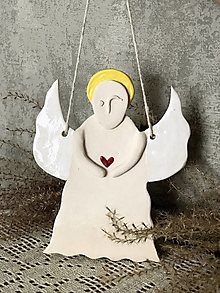 Dekorácie - Keramický anjel (Anjel 1) - 16184023_