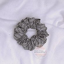 Ozdoby do vlasov - Scrunchie gumičky do vlasov bavlnené veľkosť MINI (Šedá čierne korenie) - 16183649_