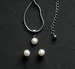 Náhrdelníky - Súprava s bielou perlou, oceľ 316 L - 16180941_