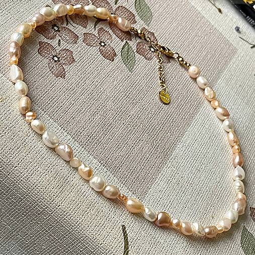 Freshwater Pearls Steel Necklace / Náhrdelník zo sladkovodných perál, oceľ A101