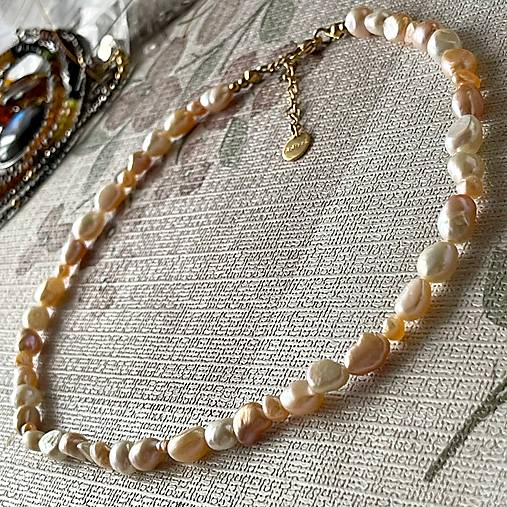 Freshwater Pearls Steel Necklace / Náhrdelník zo sladkovodných perál, oceľ A101