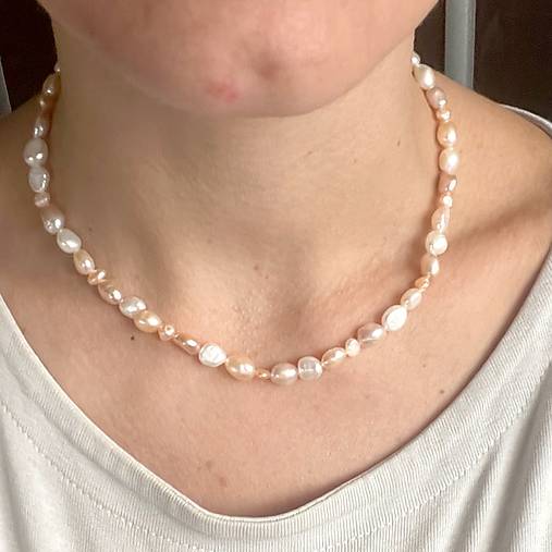 Freshwater Pearls Steel Necklace / Náhrdelník zo sladkovodných perál, oceľ A101