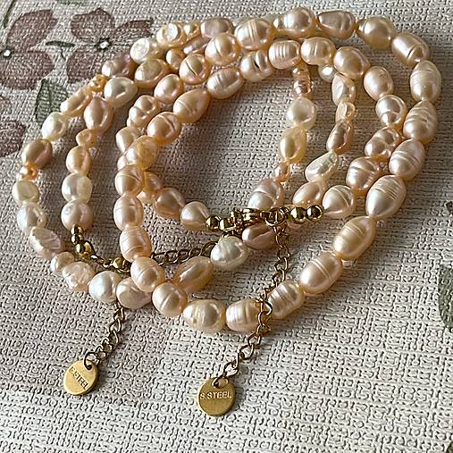 Freshwater Pearls Steel Necklace / Náhrdelník zo sladkovodných perál, oceľ A101