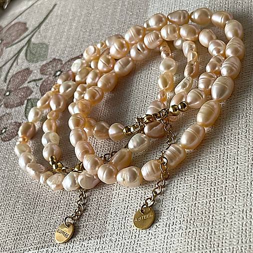 Freshwater Pearls Steel Necklace / Náhrdelník zo sladkovodných perál, oceľ A101