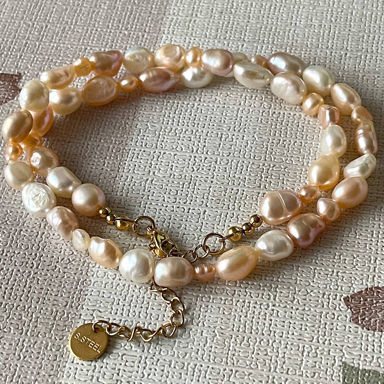 Freshwater Pearls Steel Necklace / Náhrdelník zo sladkovodných perál, oceľ A101