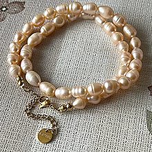 Náhrdelníky - Freshwater Pearls Peach Colour Steel Necklace / Náhrdelník zo sladkovodných perál, oceľ A101 - 16185173_