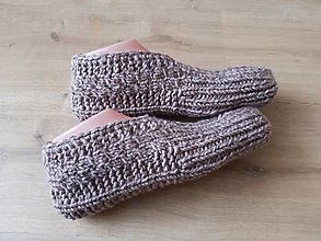 Ponožky, pančuchy, obuv - Pletené domáce papučky-pánske - 16185212_
