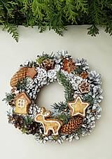 Dekorácie - šiškový veniec s medovníčkami 24 cm - 16186208_