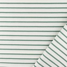 Textil - pruhovaný bavlnený úplet tenké prúžky, EÚ, šírka 150 cm (zelené pásiky) - 16185894_
