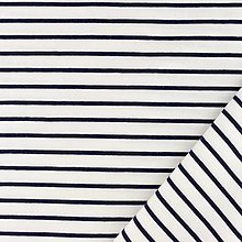 Textil - pruhovaný bavlnený úplet tenké prúžky, EÚ, šírka 150 cm (tmavomodré pásiky) - 16185896_