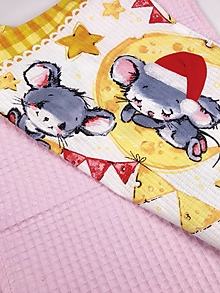 Úžitkový textil - Detské uteráčiky do škôlky - myšky Set 2 ks (Ružová) - 16186570_