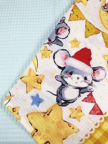 Úžitkový textil - Detské uteráčiky do škôlky - myšky Set 2 ks (Tyrkysová) - 16186572_