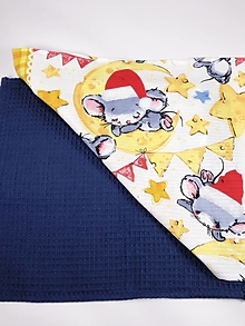 Úžitkový textil - Detské uteráčiky do škôlky - myšky Set 2 ks (Modrá) - 16186576_