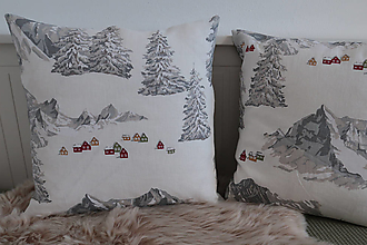Úžitkový textil - Vankúš ľanový horská krajinka - 16187274_