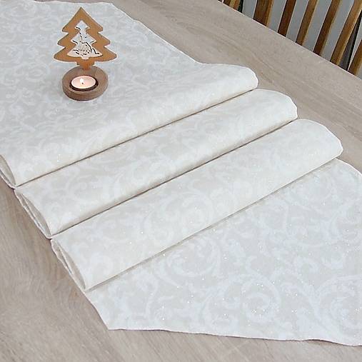 Úžitkový textil - GOLD ORNAMENT- režná pretkávaná zlatom - slávnostný behúň - 16186553_