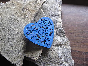 Polotovary - Drevený výrez srdce rôzne farby 5 cm (modré) - 16186079_