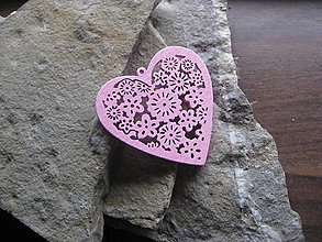 Polotovary - Drevený výrez srdce rôzne farby 5 cm (svetlo ružové) - 16186117_