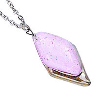 Náhrdelníky - Lila náhrdelník, fialový šperk, české sklo zdobené platinou a trblietkami, tvar kvapka - 16184778_