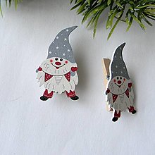 Polotovary - Vianočný štipec-šedá čiapočka - 5cm - 1ks - 16185571_