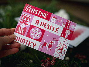 Papiernictvo - Vianočná pohľadnica Ružové Vianoce - 16185392_
