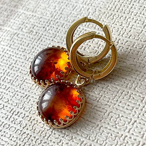 Baltic Amber Earrings AG925 Gold Plated / Pozlátené strieborné náušnice s baltickým jantárom A100