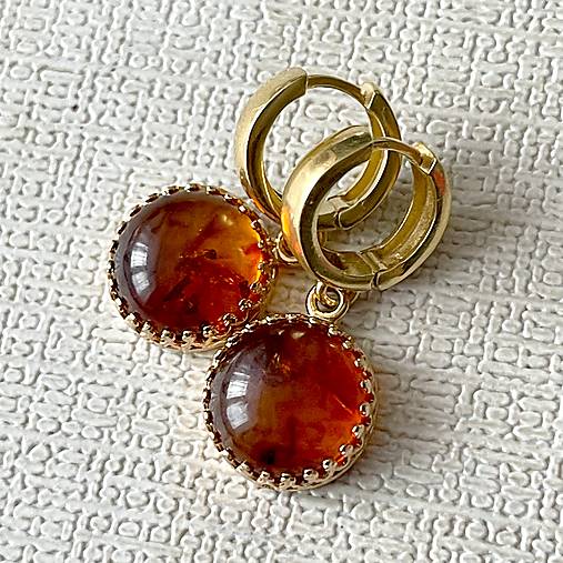 Baltic Amber Earrings AG925 Gold Plated / Pozlátené strieborné náušnice s baltickým jantárom A100