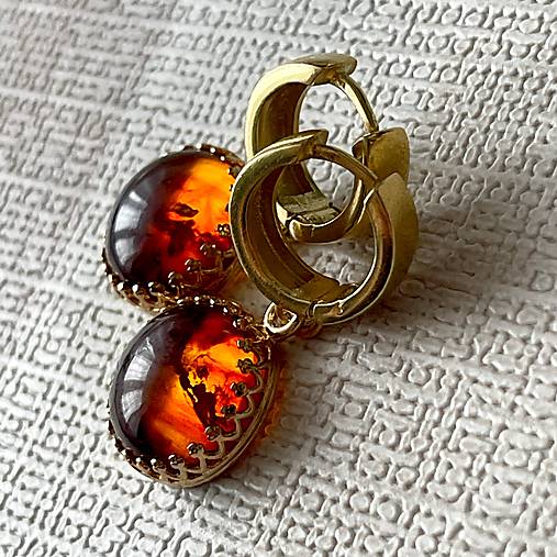 Baltic Amber Earrings AG925 Gold Plated / Pozlátené strieborné náušnice s baltickým jantárom A100