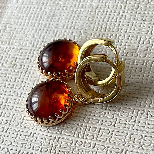 Baltic Amber Earrings AG925 Gold Plated / Pozlátené strieborné náušnice s baltickým jantárom A100