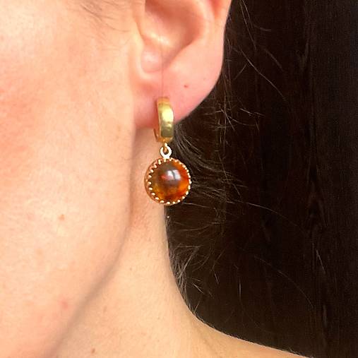 Baltic Amber Earrings AG925 Gold Plated / Pozlátené strieborné náušnice s baltickým jantárom A100