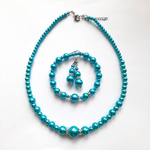 Set-náhrdelník,náušnice a náramok (modrý tyrkys)