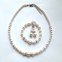 Sady šperkov - Set-náhrdelník,náušnice a náramok (krémová svetlá) - 16191596_