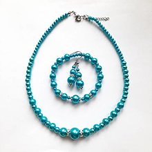 Sady šperkov - Set-náhrdelník,náušnice a náramok (modrý tyrkys) - 16191601_