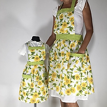 Iné oblečenie - Bavlnená zástera pre mamu a dcéru  (Zelená súprava) - 16189261_