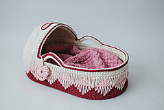 Detský textil - Mojžišov kôš so strieškou - ružový L - 16191390_