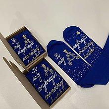 Ponožky, pančuchy, obuv - Maľované vianočné ponožky s nápisom: "Si môj ... vianočný darček... ((parížska modrá)) - 16191454_