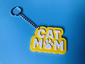 Kľúčenky - Kľúčenka – Cat mom (žltá) - 16189965_